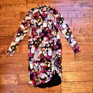 Open Edit Women’s Long Sleeve Mesh Ruched Dress Size Large